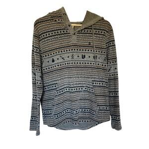 Volcom gray aztec stripe patterned hoodie sweater women's size small petite